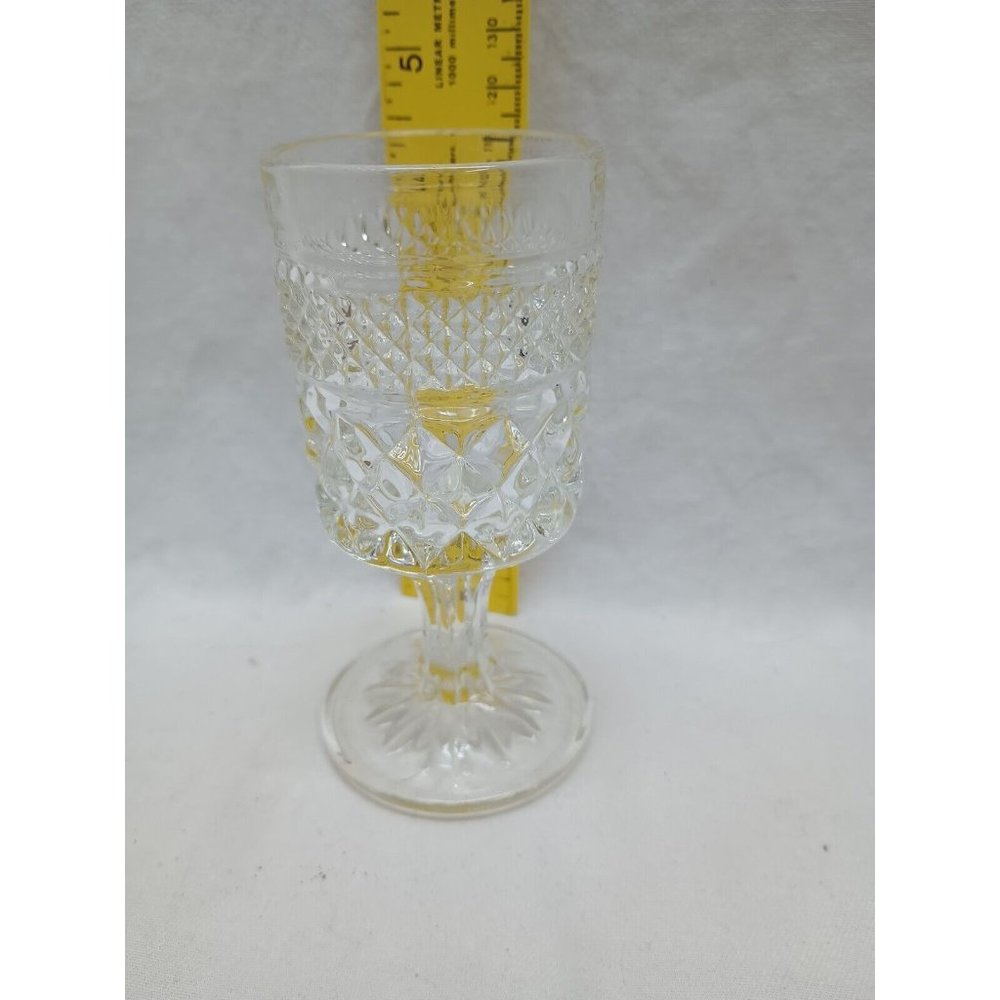 WEXFORD Glass Diamond Cut Design Juice Wine Water Stem Goblet